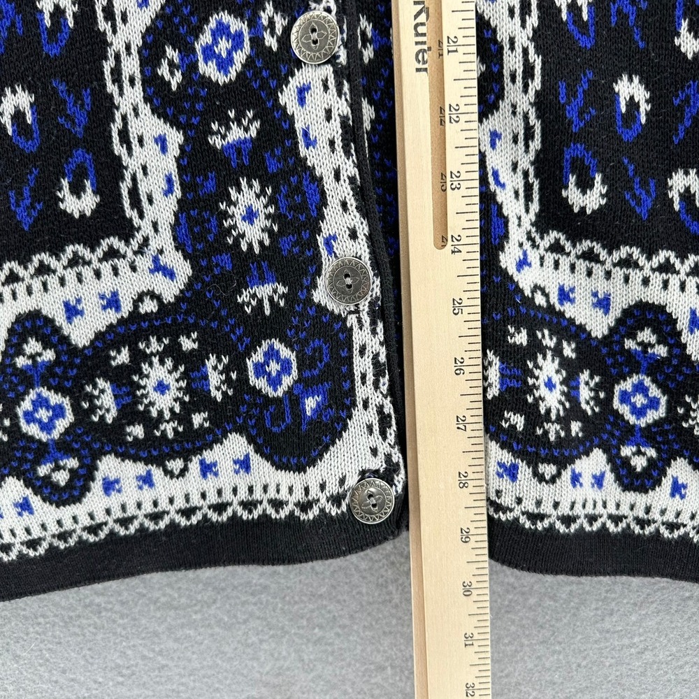 VTG MIXIT Cardigan Sweater Blue White Black Geometric Button Front M 90sSize M - Picture 6 of 8